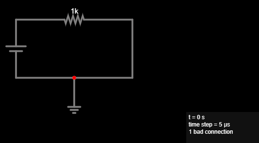 Screenshot: Circuit Simulator - Bad connection