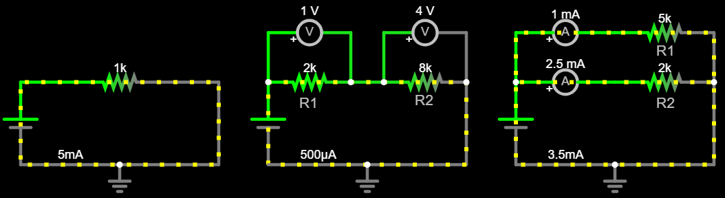 Screenshot: Circuit Simulator - Resistors in parallel - Current