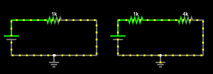 Screenshot: Circuit Simulator - Resistors inseries